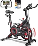 Toputure Heimtrainer Fahrrad mit Schlau APP, 15 KG Schwungrad, Leiser Hometrainer mit 0-100% Magnetischem Widerstand, Spinning Indoor Exercise bike Bis 150 KG, mit Tablet-Halter, LCD