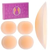 Tacilin Nippelpads - 8 Stück, Selbstklebende Nippelcovers Ultra Dünne Damen - Wiederverwendbare & Waschbare Silikon Nippelabdeckungen - Nippel Cover aus Premium Silikon [8cm]