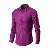 DENGJIAMY Herren-Hemd, Knopfleiste, langärmelig, für den Außenbereich, modisch, Business, Freizeithemd, farbige Oberteile, klassisch, schlicht, Bluse, trendiges T-Shirt für Herren, hot pink, 3XL