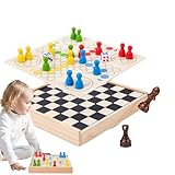 Shenrongtong Schachspiel für Kinder, Reiseschachspiel,Fliegendes Schachspiel Schach 2 in 1 | Puzzle-Brettspiel aus Holz mit tragbarem Holzkoffer und sicherer Aufbewahrung für Teile, Set für Kinder und