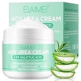 40% Urea Creme plus 2% Salicylsäure - Hyaluronsäure, Teebaum und Aloe Vera Fußcreme spendet intensive Feuchtigkeit Urea Creme für Fuß und Hand Maximale Stärke - Hornhautentferner für rissige Füße, Fer