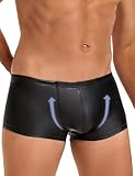 ohyeahlady Latex Boxershorts für Männer Erotisch Reizwäsche für Sex Dessous Sexy Unterwäsche Große Größen Leder Underwear Wetlook Slips Clubwear Hohe Elastizität Unterhosen Schwarz L