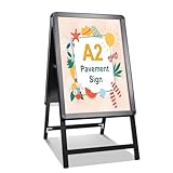 STANDNEE Kundenstopper A2 Plakatständer Outdoor Schwarz - Doppelseitiges A-Board Display für Werbung - Bürgersteig Schild Rahmen Halter (Schwarz-A2)