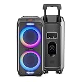 Fontastic Party-Lautsprecher Zeal - Bluetooth Lautsprecher mit USB-Wiedergabe, AUX und MicroSD - Karaoke Box mit Mikrofon und LED Leuchteffekten - tragbare Soundsystem - Schwarz