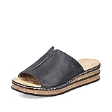 Rieker Damen Pantoletten 629M9, Frauen Slipper,Slip-ons,Hochfront-Slipper,Keilabsatz,Wedge-Sohle,Schlupfschuhe,Slides,schwarz (00),40 EU / 6.5 UK