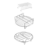 ABOOFAN 1 Satz Luftfritteusengrill Rundes Tablett Grillpfanne Für Den Außengrill Schaschlik Fritteuse Im Freien Dampfender Ständer Regalhalterungen Gebraten Rostfreier Stahl Dampfgestell
