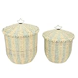 Pwshymi „Wäschekorb aus Rattan Im Vintage-Stil, Gewebter Spielzeugkorb“ + Langlebiger, Robuster Wäschekorb für die Organisation von Kleidung + Wohnheim, Schlafzimmer, Spielzimmer, Wohnzimmer +