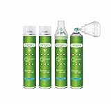 Atgreen Inhalationssauerstoff O2 (56 L Das Set enthält 4 Stk x 14L Sauerstoffflasche | Reiner Sauerstoff | Sauerstoffdosen | Sauerstoffpräparat | Universal Mundstück Rein Inhalierbar Sauerstoffgerät