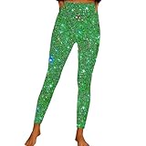 Schwarze Puff-Hose für Damen, bedruckt, Pailletten, Sport-Leggings mit weichem und schmalem Butt Jeans, hohe Taille, originell, Grün-A., XXXL