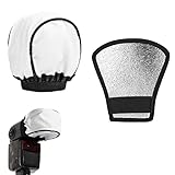Blitz Diffusor Silber, Flash Diffuser, Universal Blitz Diffusor, Mini Blitz Reflektor Silber, 2 in 1 Blitz Reflektor, Universal Stoff Diffusor, Leichter Speedlite-Softbox-Diffusor, 2 Stück