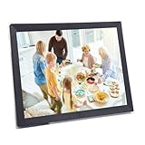 15 Zoll Digitaler Bilderrahmen mit 32 GB Speicher, 2.4G WiFi HD Touchscreen Elektronischer Bilderrahmen, Automatisch drehbarer intelligenter Fotorahmen für das Heimbüro