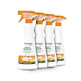 HEITMANN pure Kraftreiniger Essig + Orange | Reiniger-Spray gegen Schmutz, Seifenreste & Kalk in Küche & Bad | Ideal für Armaturen & Oberflächen | Mit Essig-, Milch- & Citronensäure | 4 x 500 ml