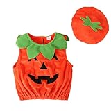 Rouingdd Baby Halloween Kostüm Kinder Unisex Kürbis Bodysuit Jumpsuit mit Kapuze Karneval Festival Strampler Outfits Festlich Pumpkin Cosplay Sets Oberteil Party Neugeborenen Kleidung