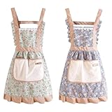 Hwtcjx Küchenschürze, 2 Stück Schürze mit Taschen, Verstellbare Küchen Schürze, Maschinenwaschbar Küchenschürzen, Schürze für Männer Damen Küche Restaurant Café