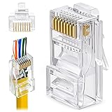 Greluma 100 STK RJ45-CAT6-Pass-Through-Anschlüsse Enden mit vergoldetem Ethernet-Netzwerk-Endstecker
