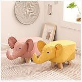 WaaYb 2 Stück Fußhocker in Elefantenform, gepolsterter Ottomane, Fußstütze, Schuhwechselhocker mit Massivholzbeinen, Kunstleder-Fußhocker für Wohnzimmer, Schlafzimmer und Kinderzimmer