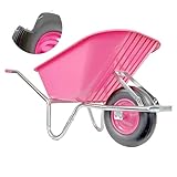 Matrix Schubkarre 100l Liter 250 kg verzinkt Vollgummireifen Schubkarren groß Garten Scheibtruhe Bauschubkarre Kunststoffwanne pink | Rahmen verzinkt | Metall Felge mit Kugellager | leicht und stabil