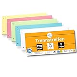 perfect line 220 Trennstreifen für Ordner A4, Trennblätter aus Recycling-Karton Made in Germany, 5 Farben, gelocht