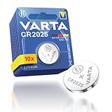 VARTA Batterien Knopfzellen CR2025, 10 Stück, Lithium Coin, 3V, kindersichere Verpackung, für elektronische Kleingeräte - Autoschlüssel, Fernbedienungen, Waagen