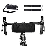 Catime Lenkertasche Fahrrad 2.4L, 24x10 cm Lenker Fahrradtasche Wasserdicht, Satteltaschen für E-Bike Rennrad, Multifunktionale Aufbewahrungstasche für Lenker mit Schultergurt (Schwarz)