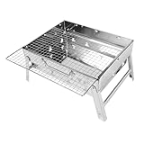 SEWACC Edelstahl Campinggrill Faltbar Langlebig Kompakt Outdoor Holzkohle Barbecue Grill für Garten und Picknick Robuster Bbq Grill mit Praktischer Klappfunktion