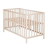 roba Babybett Cosi 60 x 120 cm - Gitterbett aus Bio Buche massiv - Kinderbett 3-fach höhenverstellbar - Holz natur