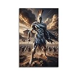 XYSXMY Vintage-Poster mit Spartanerkrieger, wilder spartanischer Krieger, stehend, hoch, dekoratives Gemälde, Leinwand, Wandposter und moderne Familienschlafzimmer-Dekoration, 30 x 45 cm