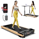 VANGONA Holz Laufband für Zuhause, 2,5PS Walking Pad mit Bluetooth und App-Verbindung, 6 km/h Laufband Schreibtisch mit extra breitem 46 cm Laufband, LED-Anzeige, für Zuhause & Büro