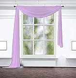 Querbehang Freihanddeko Fertiggardine mit Tunnelband 140x600 cm aus transparentem Voile (Lila)