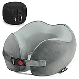 Tavaler Nackenkissen Flugzeug Reisekissen Memory Foam, Nackenhörnchen Erwachsene Reise, Nackenkissen Auto Einstellbar und Waschbar - Tragbare Travel Pillow Neck (Grau)