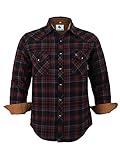 Coevals Club Herren Holzfällerhemd Flanellhemd Langarm Kariertes Druckknöpfe Baumwolle mit Tasche Normale Passform Freizeithemd (Russet Braun Schwarz #6 XL)