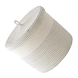 BAZEITFLOW Faltbarer Aufbewahrungskorb mit Deckel Großer Haushalts Organizer aus Gewebtem Baumwollseil Vielseitiger Wäschesammler und Spielzeugkorb für Robust und Platzsparend