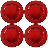 com-four® 4x Platzteller gebürstet - wiederverwendbare Unterteller als Tischdekoration - edle Dekoteller für Hochzeit, Familienfeier oder Weihnachten - Charger Ø 33 cm - Servierplatten