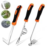 KXVXXV 3 Stück Hand Unkrautstecher Edelstahl Set, Unkraut Entferner Gerät, Fugenkratzer Unkraut Unkrautzieher Fugenreiniger Garten Gartenwerkzeug Set Unkrautentferne