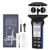 AIOMEST Digitaler Anemometer, AI-5000G Windmesser Handheld 4 Cups 360° Windmesser Windmessgerät, ±5% Hoher Genauigkei Windsensor mit Temp (℃/℉), MAX/AVG für Schießen, Segeln, Surfen, Drohne