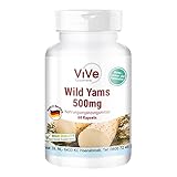 Yamswurzel-Extrakt 500 mg - 60 Kapseln Wild Yams mit 20% Diosgenin- hochdosiert und vegan - Dioscorea villosa | Qualität aus Deutschland von ViVe Supplements