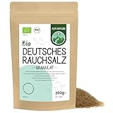 Alpi Nature Deutsches Rauchsalz Granulat BIO 1-3mm 200g, Rauchsalz bio ohne Zusätze, kaltgeräuchertes Meersalz mit Buchenholzaroma