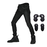 RCLONGEU Motorradhose Damen mit Protektoren, Motorrad Jeans Damen, Klassisch Motorrad Hosen, für Winter und Sommer Geeignet (Black,XS)