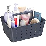 Lifewit Kunststoffkorb mit Griffen, tragbarer Duschkorb, Aufbewahrungs Organizer für Shampoo, Conditioner, Hygieneartikel, Badezimmer, Studentenwohnheim, 1 Stück, Grau