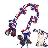 Generisch Rope Dog Toys, Tough Tug War Toy Puppy, 35.43x1.97x1.97 Inches, Toughs Pets, Interactive Chew Cotton Ropes, Teeth Cleaning Function for Medium and Large Breeds Playtime, Multicolor