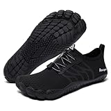 Racqua Wasserschuhe Damen Badeschuhe Herren Leichte schnell trocknende Schwimmschuhe Atmungsaktive Strandschuhe Barfuß Aqua Outdoor für Männer Frauen Schwarz EU45