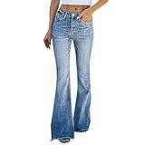 Briskorry Jeanshose Damen Bootcut Schlaghose,Hohe Taille Skinny Pants Mode Distressed Cargohosen Casual Frauen 90'S Flare High Rise Jeans Lässige Strecken Flared Bootcut Jeans Slim Fit Jeanshose