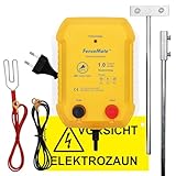 FenceMate 230V Weidezaungerät 1 Joule Output für 4 bis 20 km, niedrige Impedanz Spitzenspannung 10kV für Geflügel, Vieh, Hobbytiere, Haustiere, Steuergerät zum Schutz von Gärten und Grundstücken