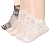 YQQYG 12 Pairs Lace Socks Women, Cute Mesh Sheer Ankle Socks, Mesh Thin Summer Ruffle Frilly Casual Sock for Women