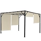 Mendler Pergola Baia, Garten Pavillon Terrassenüberdachung, stabiles 6cm-Stahl-Gestell + Schiebedach - 4x3m