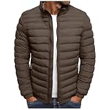 UHouse Winterjacke Herren Steppjacke ohne Kapuze Leichte Daunenjacke Wandern Übergangsjacke Herbst Winter Jacke Blitzangebote Bequeme Softshelljacke Outdoor Jacken Prime - Day Angebot 2025 Braun XL