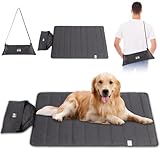 Faltbare Hundedecke, 100x70cm wasserdichte Haustier Decke, wasserdichte Hundematte Outdoor, Plüsch Hundedecke Matte, Wärmende Decke mit Tasche, Camping Wärmende Decke für Drinnen und Draußen (Schwarz)