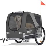 DOGGYHUT® Premium Large Hundefahrradanhänger bis 35 kg Hundeanhänger Fahrradanhänger für Hunde mittelgroße und große Hunde 80102 (GRAU)