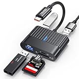 RAVIAD SD Kartenleser USB C, 5-in-1-Kartenlesegerät mit USB 3.0 Port, SD, TF Kartensteckplatz und 2*USB 2.0 Ports, SD Card Reader Kompatibel mit iPhone 16 15 Plus/Pro Max,MacBook,Pad Pro,Galaxy S24