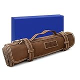 Messertasche aus hochwertigem Leder – robuste & elegante Tragetasche mit 11 sicheren Fächern & Schultergurt | Küchen- & Outdoor-Tasche für Köche und Grillliebhaber